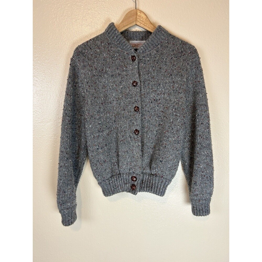 Pronto M Wool Blend Cardigan Sweater Elbow Patch Equestrian Fisherman Grandpa